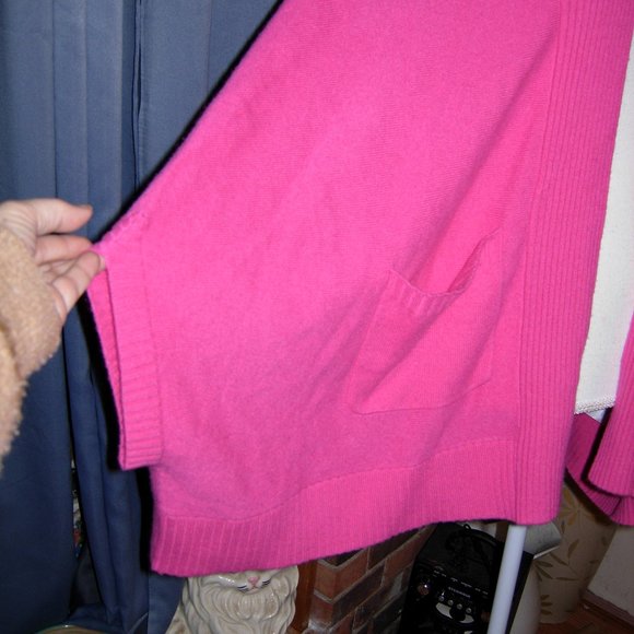 QVC Pink Cashmere Cocoon Open Front Cardigan - Picture 4 of 6